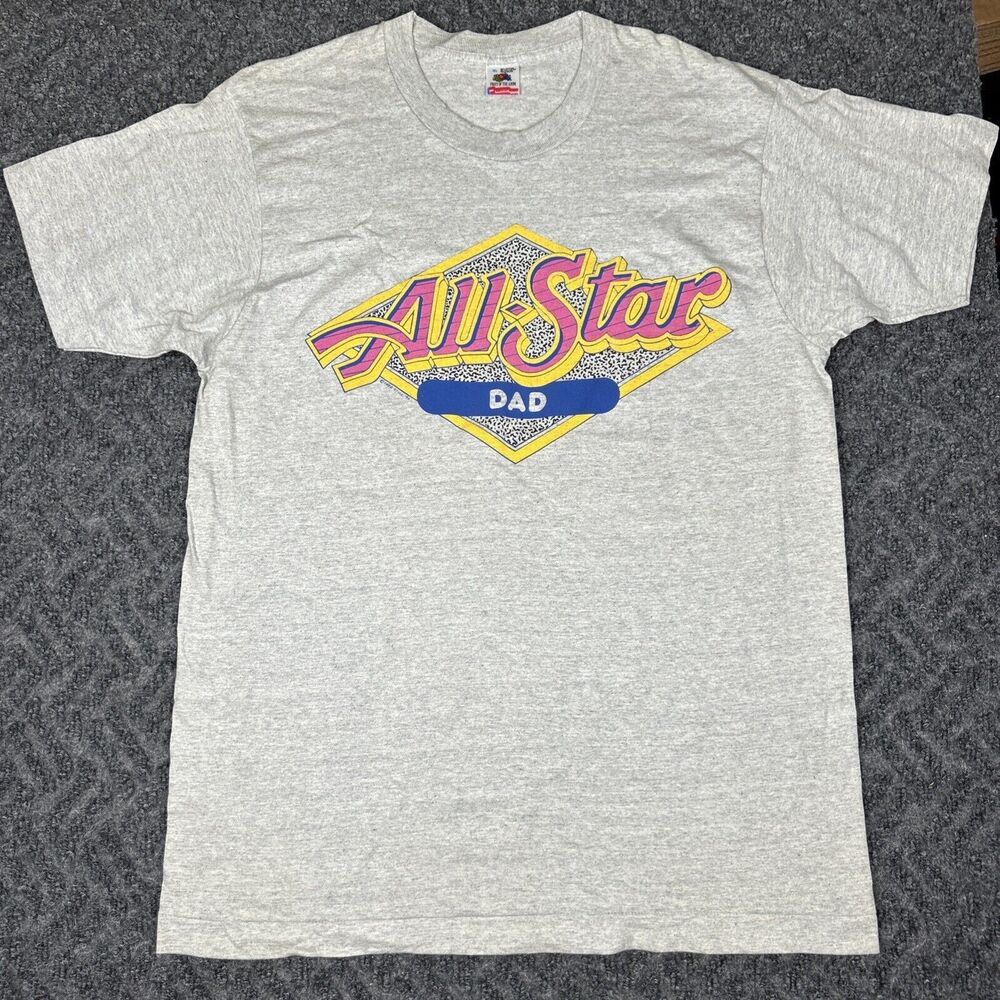 Vintage Single Stitch T Shirt Men’s XL Gray All Star Dad 1990